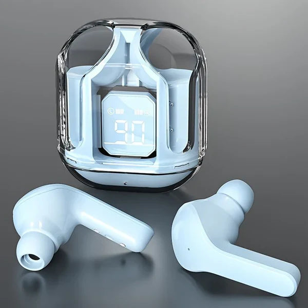 π₯ Limited Edition AIR 31 Transparent Wireless Earbuds β Crystal Clear Sound in Bold Blue!