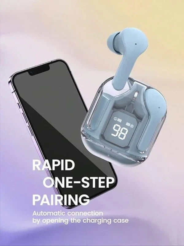🔥 Limited Edition AIR 31 Transparent Wireless Earbuds – Crystal Clear Sound in Bold Blue!